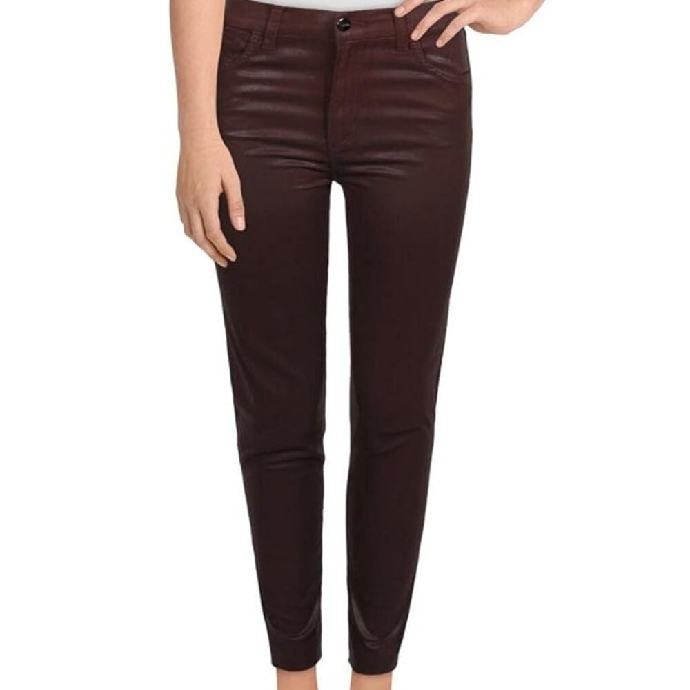 Joe’s Jeans The Charlie High Rise Skinny Coated Ankle Dark Coco Bean Size 34 NWT